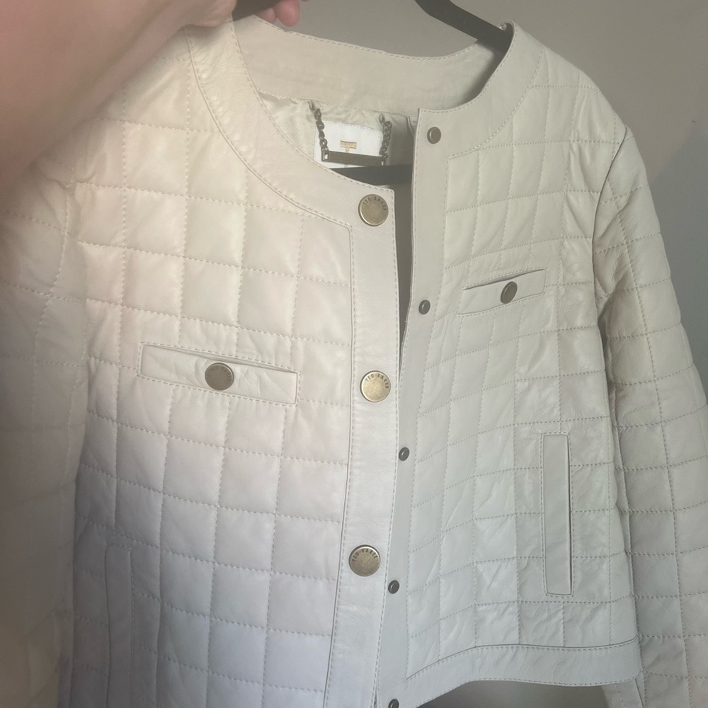 Ted Baker cream/nude color leather jacket - Picture 8 of 10